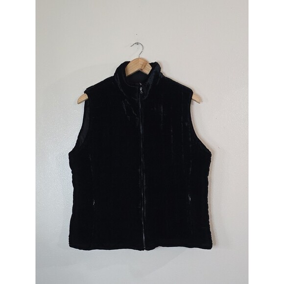 Lauren Ralph Lauren Jackets & Blazers - Lauren Ralph Lauren Black Reversible Puffer Velour Velvet Women Size Large